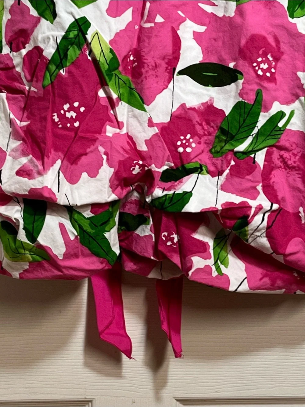 My Michelle Pink Floral Bubble Dress with Green Leaf Print